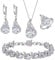 Ever Faith Women's Jewelry Set Bridal Jewellery Sparkly Cubic Zirconia Teardrop Necklace Earring Bracelet Ring Sets for Women Birthday Gifts 4 PCS Clear Silver-Tone