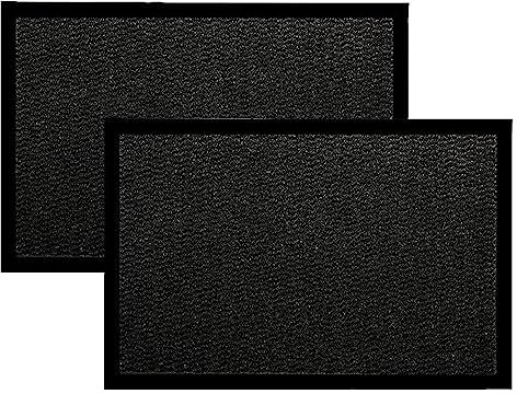 2 UR DOOR Pack of 2 Door Mat Dirt Trapper - Indoor And Outdoor Durable Non-Slip Doormats - Large Rubber Floor Mats For Doors, Hallways, Home, office - Super Dust Absorbent (Black, 40 x 60 cm)