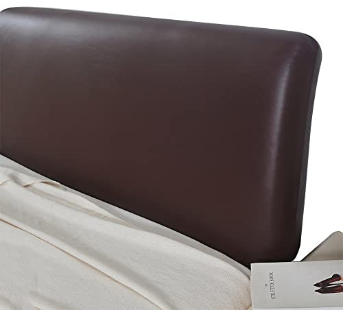 Bettkopfteil Hussen Bett Kopfteil Bezug/Überzug Elastisch Leder Kopfteilbezug Schwarz,Staubdichte All-Inclusive Dehnbare Schutzhülle Für Schlafzimmer Kopfteil ( Color : Coffee , Size : 190-210cm )