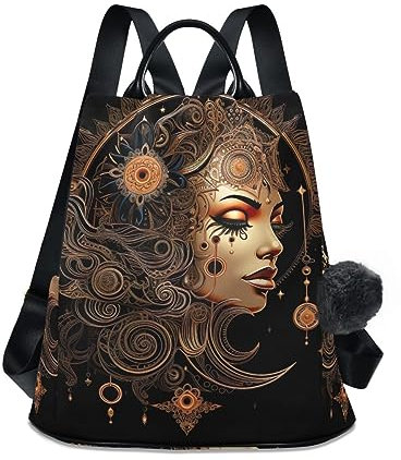 GAIREG Hexen Mandala Symbol Damen Rucksack Geldbörse Anti Diebstahl Casual Mode Tasche mit Pompon, Mandala Mystery Women