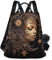 GAIREG Hexen Mandala Symbol Damen Rucksack Geldbörse Anti Diebstahl Casual Mode Tasche mit Pompon, Mandala Mystery Women