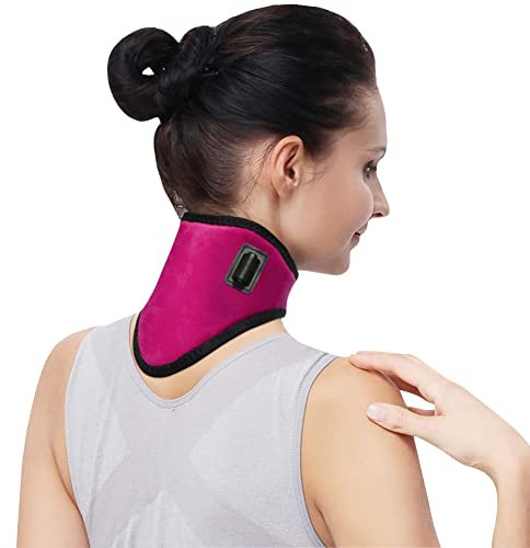 Nacken Heizkissen USB Nackenwärmer mit Abschaltautomatik Nackenheizkissen 3 Wärmestufen Nackenbandage Schnelle Erwärmung Nackenschutz Halsbandage Einstellbar Wärmekissen für Nackenschmerzen Rosa