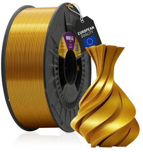 WINKLE Filamento PLA Silk 1.75mm Oro King, Bobina da 1kg, Filamento per Stampante 3D FDM, Precisione Dimensionale +/- 0.05mm, Materiale Biodegradabile Facile da Stampare, Finitura Seta