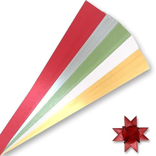 Xmas Papierstreifen für Webprojekte, Papierstreifen für Fröbelsterne, Fröbelsterne, 100 Streifen pro Packung (1/5.1 x 45.7 cm)