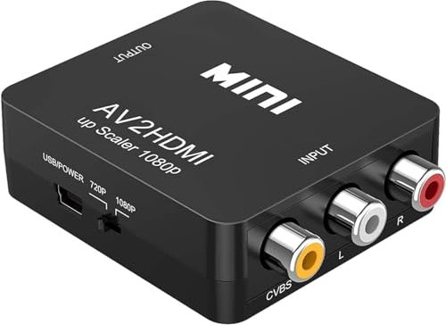 TaDool RCA to HDMI Adapter, Mini AV RCA CVBS to HDMI Video SignaAudio Converters Adapter 1080P 720 Compatible with Camera, Xbox 360, PS2, PS3, WII, N64, Gamecube, PSP