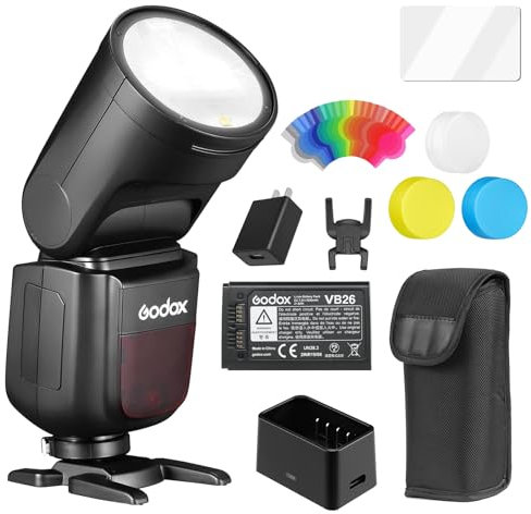 GODOX V1N Flash Rond 76 W Speedlite Professionnel Rond pour Appareil Photo 1/8000 HSS 2,4 G sans Fil X système i-TTL avec 2600 mAh Li-ION Compatible pour Nikon