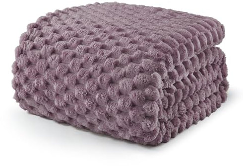 Exclusivo Mezcla King Size Soft Fleece Blanket, 230x265 CM Stylish Jacquard Velvet Blanket for Bed, Fuzzy Cozy Lightweight for All Season, Grayish Purple