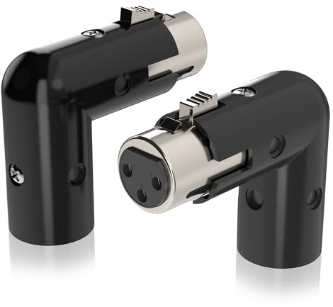 Coda Right Angle XLR Adapter (2 Pack) - 90 Degree Adjustable Male to Female XLR Connector, Durable Universal 3-Pin Fit, Plug and Play Setup for Musicians & Audio Engineers, Crystal Clear Audio Quality