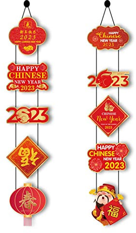 Nouvel An chinois 2023 à suspendre - Accessoires de décoration d'intérieur et d'extérieur pour jardin, cour, arbre - Nouvel An chinois 2023