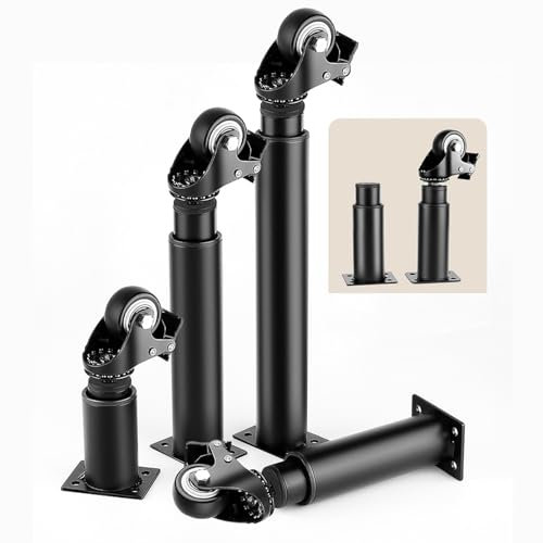 Lot de 4 Pieds de Meubles,Roulettes Meubles Pieds Armoires Métal Modernes Pieds Table Basse avec Roulettes pour Armoire Canapé Table Basse Meuble TV Et Autres (18-30CM,Schwarz)