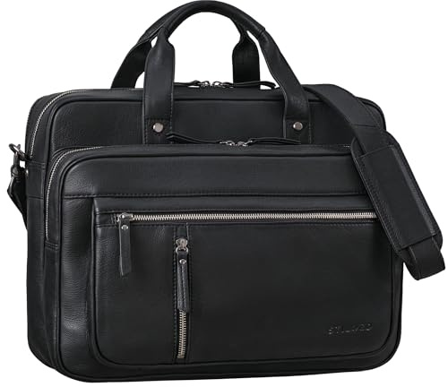 STILORD Ace Aktentasche Leder Herren Damen Groß Business Tasche Echtleder Vintage für Laptop 15,6 Zoll Umhängetasche Ledertasche für Arbeit Büro Uni Lehrer Farbe:mittel - braun