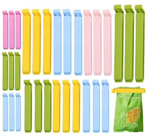 Clips für Tüten 30 Stück, 22/15/12/7.3cm Verschlussclips für Beutel Groß Tütenclips Verschlussklammern klipser für tüten Frischhalteclips Bunt Gefrierbeutel Clips für Lebensmittel Snacks Kaffee Küche