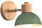 iDEGU Aplique de Pared Moderno, Lámpara Simple E27 para Dormitorio, Iluminación Interior en Madera y Hierro Ajustable, para Pasillo, Salón, Cocina, Cafetería (Verde Oliva)