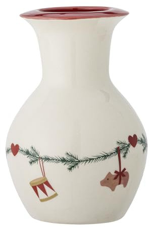 Bloomingville Vase Yule Weiß Weihnachtsmotiv 16x10 cm Blumenvase Keramik