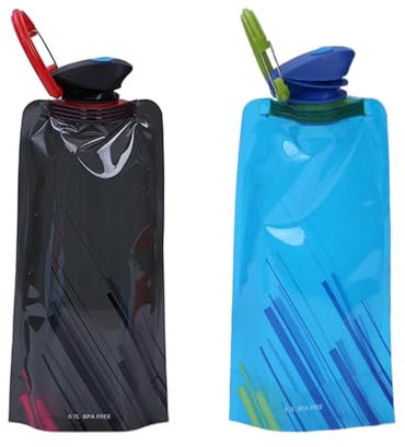 2 Stück 700ml Faltbare Trinkflasche, Wiederverwendbare Trinkflasche Faltbar, Trinkbeutel, Trinkbeutel Festival, Faltbare Wasserflasche, Trinkflaschen Faltbar für Reisen Abenteuer, Wandern, Fitness
