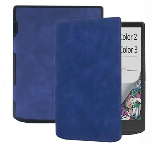 Case for 7.8-inch Pocketbook Inkpad Color 3/Color 2/InkPad 4/Vivlio InkPad 4 eReader Cover Pocketbook Inkpad Color 2 TPU Leather Cover with Auto Sleep/Wake For PocketBook Case (Blue)