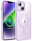 JETech Cover Magnetica per iPhone 14 Plus 6,7 Pollici Compatibile con MagSafe, Cellulare Paraurti Custodia, Solida Colore Opaco TPU Telaio, Anti-Graffio Retro Trasparente (Viola)