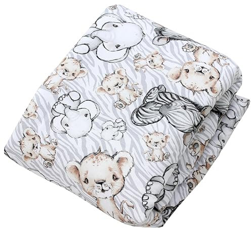 TupTam Krabbeldecke für Baby 120x120 cm - Gepolsterte Spieldecke Baby Baumwolle, XXL, OEKO-TEX, Weich & Hautfreundlich, Farbe: Rund 120 cm/Safari