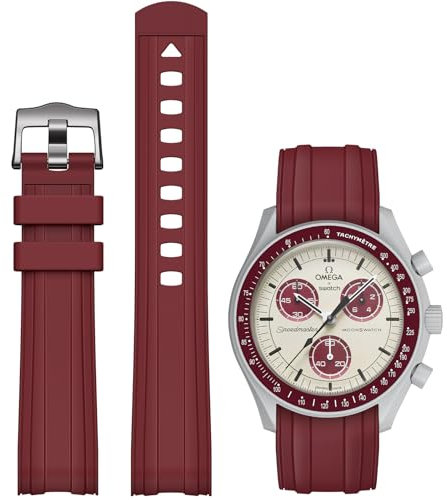 REBANDACE Uhrenarmband für Omega X Swatch MoonSwatch, 20 mm, weiches Ersatz-Gummiarmband für Swatch Omega Moonswatch Speedmaster, gebogen, keine Lücken, für Moonswatch, Swatch, Herren und Damen,