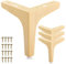 La Vane Lot de 4 pieds de meubles modernes en métal de 15,2 cm en fer et diamant triangulaire, en bois naturel pour armoire, canapé, chaise, ottomane