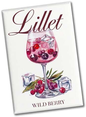 Lillet mit Beeren - LILLET WILD Berry Souvenir Souvenir Magnet Sommerliches Aquarell-Design Rosa-bordeauxfarbenes Weinglas Cocktail Wilde Flair für Erinnerungen