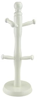 TOP SAVER Mug Tree Cup Holder Elegant Wooden Stand for Coffee Mugs & Tea Cups Stylish Space-Saving Beechwood Mug Holder with 6 Hooks (Cream)