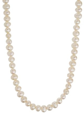 BERGERLIN Echte Perlenkette für Damen und Herren - Halskette aus Süßwasserperlen - Perlenhalskette mit Verschluss aus Gold und Echtheitszertifizierung (XS-S, Gold)