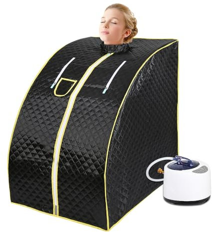 Sauna für Zuhause, Tragbare Sauna, Heimsauna Saunazelt mit Fernbedienung | Dampfsauna mit Verdampfer (schwarz-Dampfsauna)