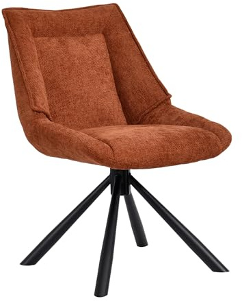 Duhome Esszimmerstuhl Chenille Schminktischstuhl 180° Drehbar Automatische Rückstellfunktion Lounge Stuhl Modern für Wohnzimmer Schlafzimmer Büro, Orange