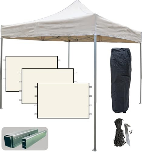 Profi-ZELTE.DE Pavillon 3x3m Faltpavillon, 32mm Alu-Profil Doppelverstrebung innen, 100% wasserdicht, Winterfest Pop Up Zelt, Partyzelt