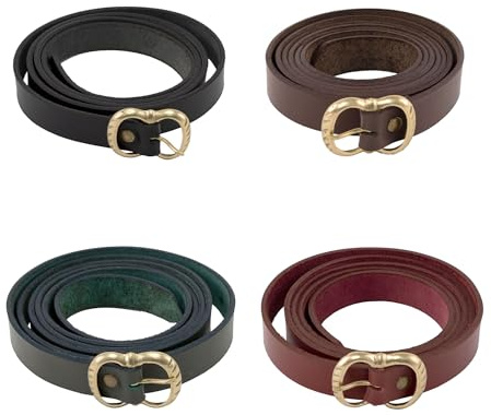 Vehi Mercatus Mittelalter Gürtel- Leder - 2,2 cm breit - in Rot, Grün, Braun, Schwarz - Messingschnalle oder Ring- für Wikinger, LARP, Reenactment, Alltagsgebrauch