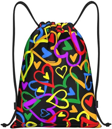 DEXNEL Gay Pride Rucksack mit Kordelzug, vielseitig einsetzbar, für Fußball und Basketball, Schwarz , M