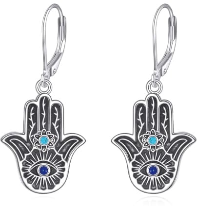 ONEFINITY Hamsa Han Ohrringe 925 Sterling Silber Böses Auge Hand der Fatima Ohrringe Hamsa Schutz Schmuck Geschenke für Damen