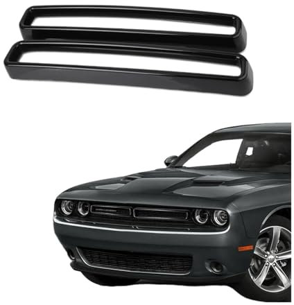 Front Kühlergrill Für Dodge Für Challenger 2015-2022 Schwarz Rot Gelb 2Pcs Front Grill Grille Einsätze Abdeckung Trim Facelift Grill(Schwarz)