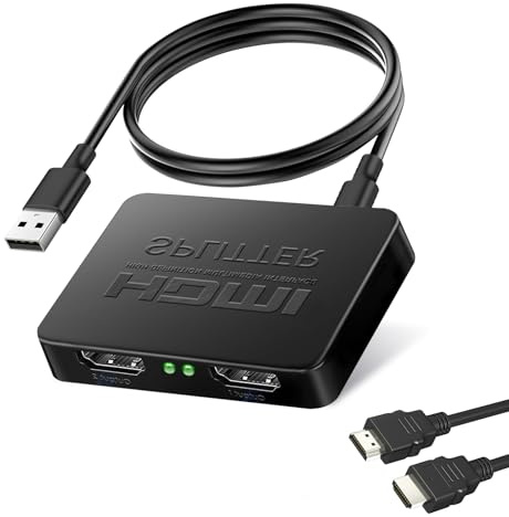 SUNNIFLY HDMI Splitter 1 in 2 Out, HDMI Adapter 2 Monitore Erweitern, unterstützt Versionen 1.0 bis 1.4, unterstützt Auflösungen 4K, 3D, 1080p, Plug and Play