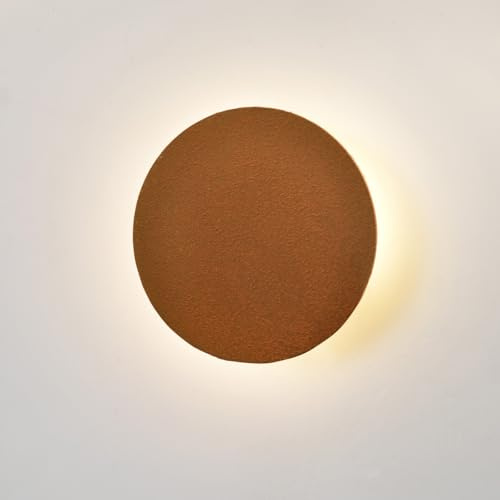 ouglres Led Wandleuchte Innen Rund,Rostrot Wandlampe für Schlafzimmer,Minimalistische Lampe Wand, Indirekte Designer Wandlampe,8w Warmweiß Wall Lamp für Flur,Bett,Wohnzimmer,Treppenhaus,3000k,1pcs