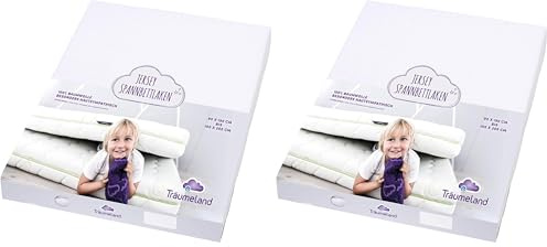 Träumeland TT02007 Spannbetttuch Jersey, weiß 90 x 200 + 90 x 190 cm (Packung mit 2)