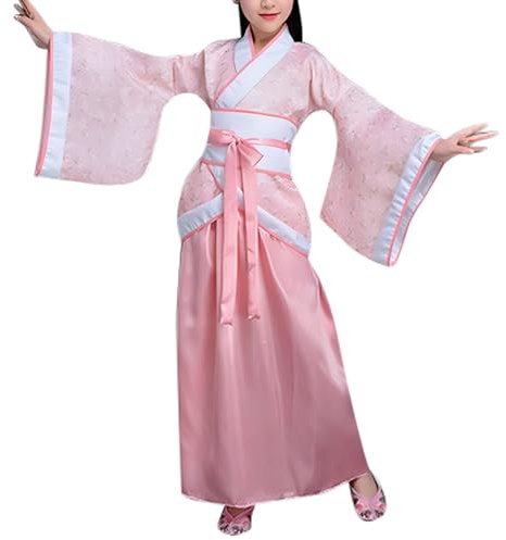 Hanfu Costume Traditionnel Chinois pour Fille Ancien Costumes Accessoires avec Jupe midi Halloween Carnaval Cosplay Kimono Japonais Enfants, Fille Robe Geisha Peignoir Spa Enfants Déguisements#130f n5