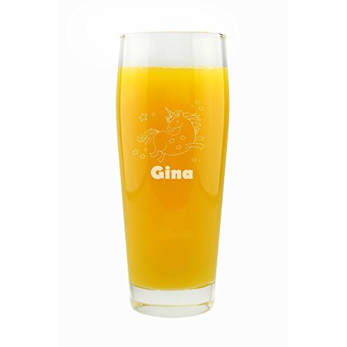 4youDesign Einhorn Trinkglas mit Namen personalisiert, Saftglas, Wasserglas, Longdrinkglas, Geschenkidee, Geburtstag, zu Weihnachten, für die Schwester, die Freunde