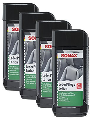 SONAX 4X 02912000 LederPflegeLotion mit Bienenwachs und Silikonöle 500ml