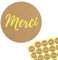 200 Stück - 40mm Merci Aufkleber Sticker Rund, Gold
