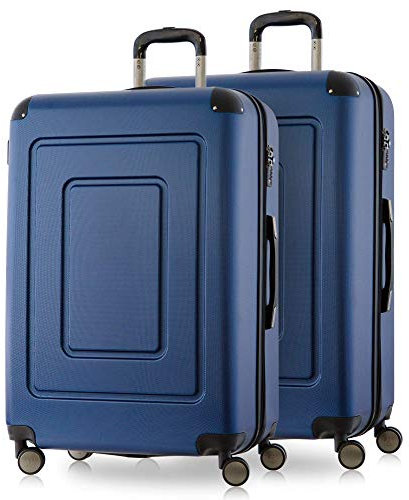 Happy Trolley - 2er Koffer-Set Trolley-Set Rollkoffer Hartschalen-Koffer Reisekoffer Lugano sehr leicht, TSA, 66 cm, 78L, (2xM), Dunkelblau