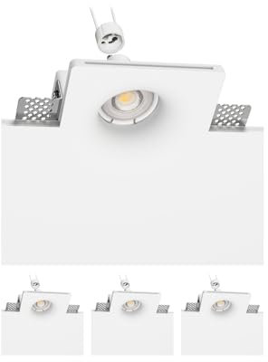 ledscom.de 4 Stück LED Gips Einbaustrahler GIEDI DIY, inkl. GU10 Lampe 468lm 30° warm-weiß