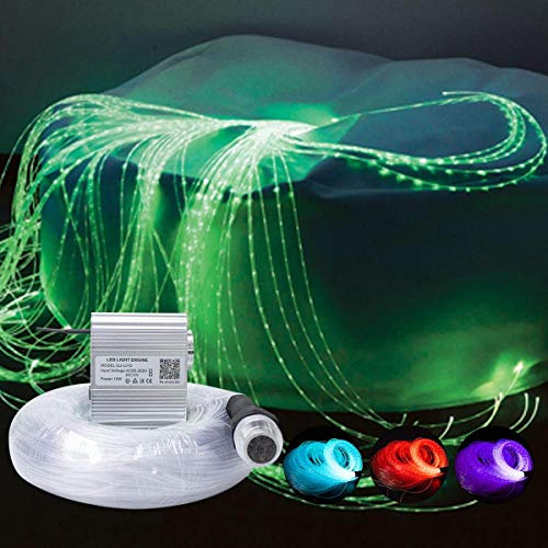 Kingmaled Sensory Lights 10 W GlasfaserVorhangLichter für sensorische RäumeAutistikKinder, App + Funkeln + Sound aktiviertes Lichtmotor, robust und langlebig (3 x 0,75) Funkeln BlitzpunktKabel