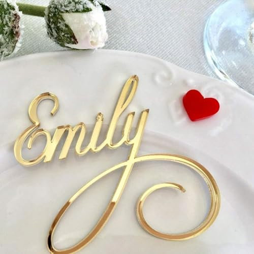 Marque place en plexiglas pour mariage, Personnalisé cartes de place, Cartes de table avec le nom, Placement cartes fête d'anniversaire, baptême, Prénoms Personnalisable Table de fêtes, Bois Acrylique