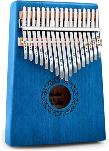 YUNDIE Kalimba Daumenklavier, tragbares 17 Tasten Mbira Fingerpiano mit Stimmhammer und Lernanleitung, Musikinstrumente Geburtstagsgeschenk für Kinder Erwachsene Anfänger Profi (blau, 17 keys)