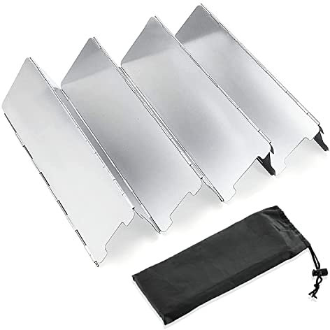 YHZMY 8 Placas Parabrisas Plegable, Parabrisas Aluminio Plegable Aleación de Aluminio con, para Camping Cocina Estufa de Gas Escudo Pantalla de Viento Cortavientos al Aire Libre, Acampar y Caminar