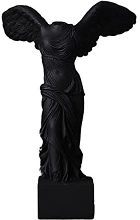 MagiDeal Geflügelter Sieg von Samothrake Griechische Göttin Statue Weißes Artefakt Ornament für Tisch - SCHWARZ, 10x15cm