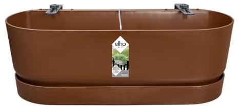 elho Greenville Easy Balcony 52 Blumentopf Balkon - Übertopf für Balkon - 100% recyceltem Plastik - Ø 52.0 x H 19.4 cm - Braun/Ingwer Braun