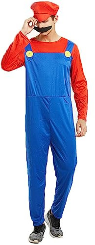 YIYUANIJI Super Brüder Kleidung inkl. Hut + Hose + Bart-geeignet für Fasching, Weihnachten, Fasching und Rollenspiele